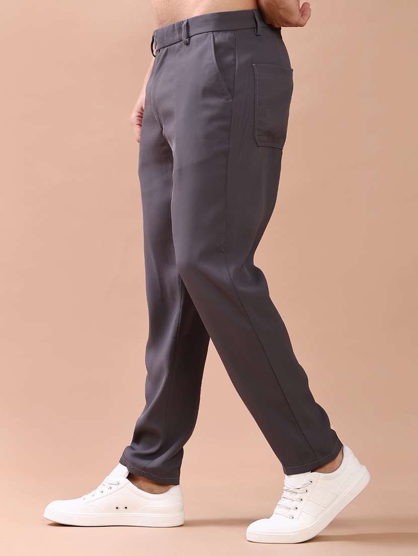 men solid mid rise chinos casual trouser - 22029687 -  Standard Image - 2