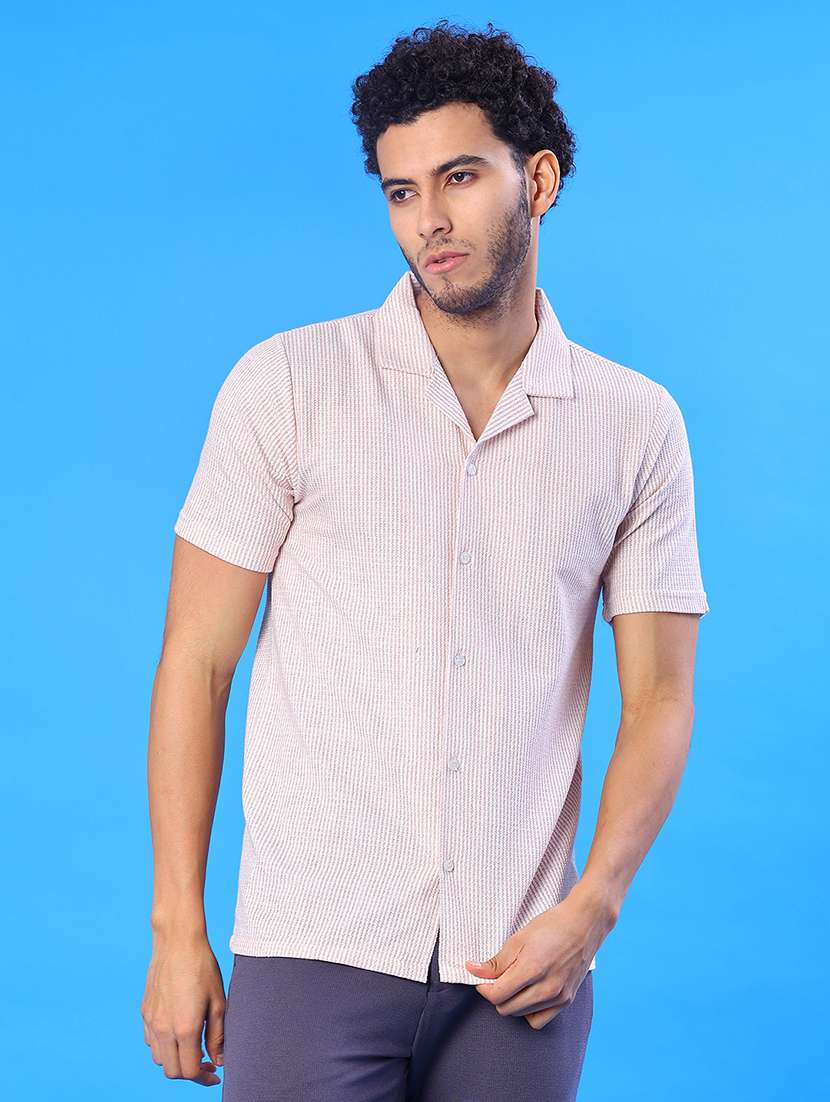 men self design short sleeve slim fit casual shirt - 22029791 -  Standard Image - 2