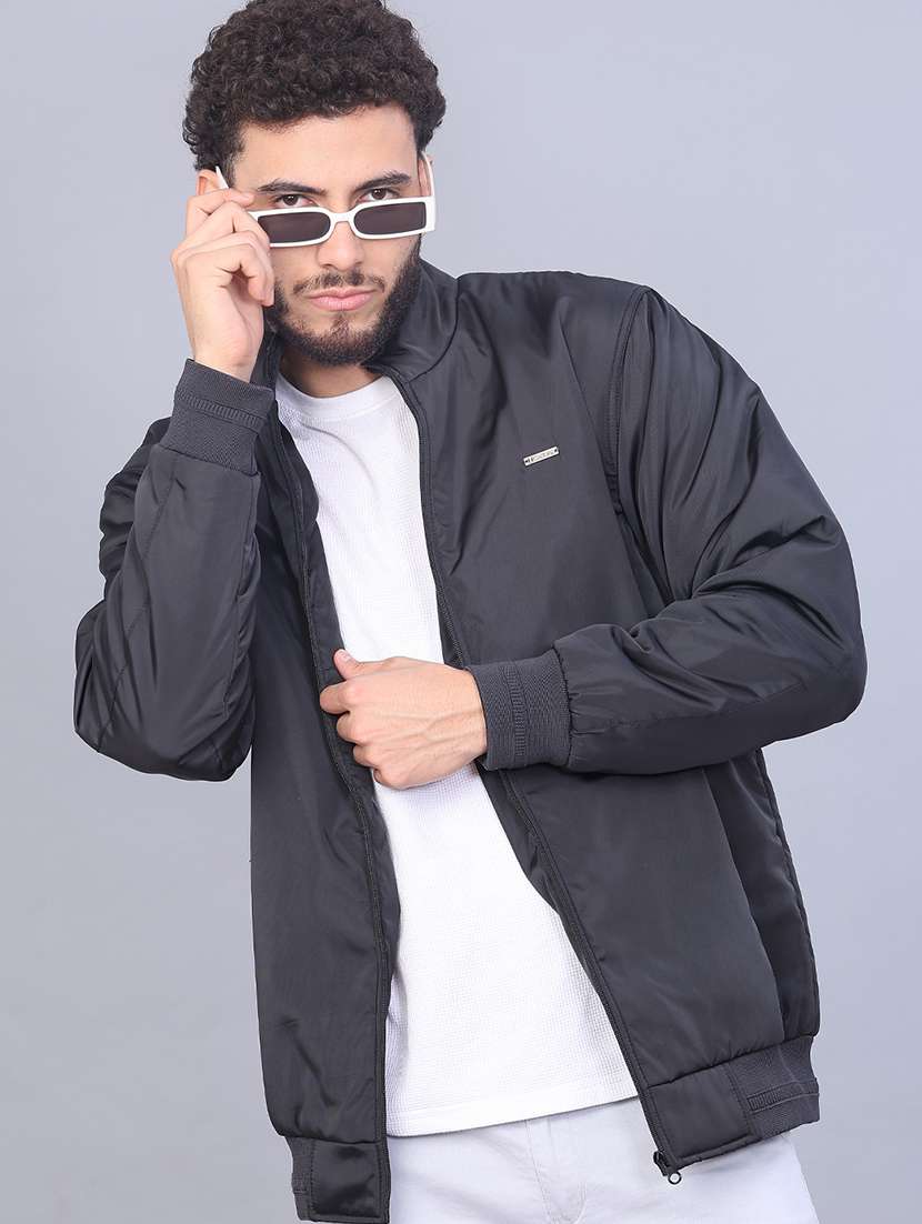 men solid long sleeve regular fit casual jacket