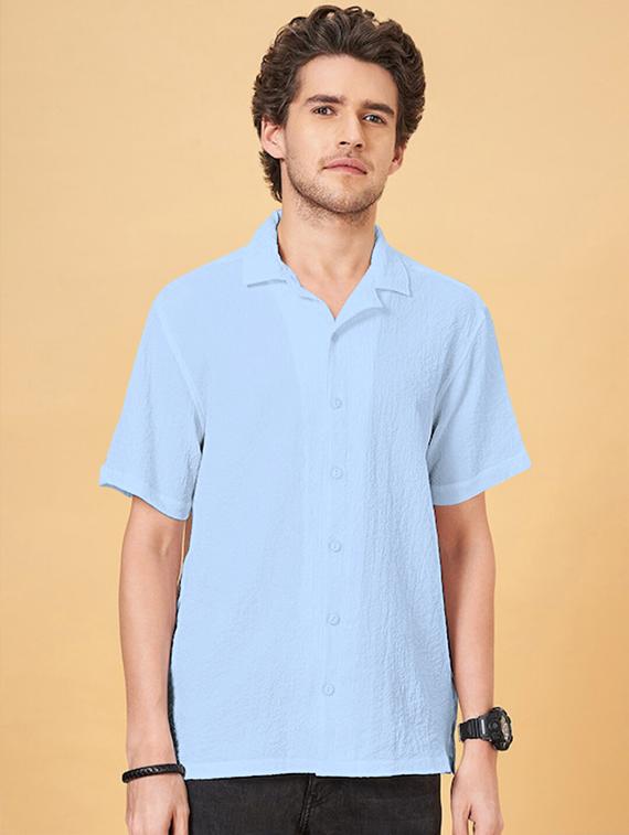 men solid short sleeve regular fit casual shirt - 22029980 - Standard Image - 2