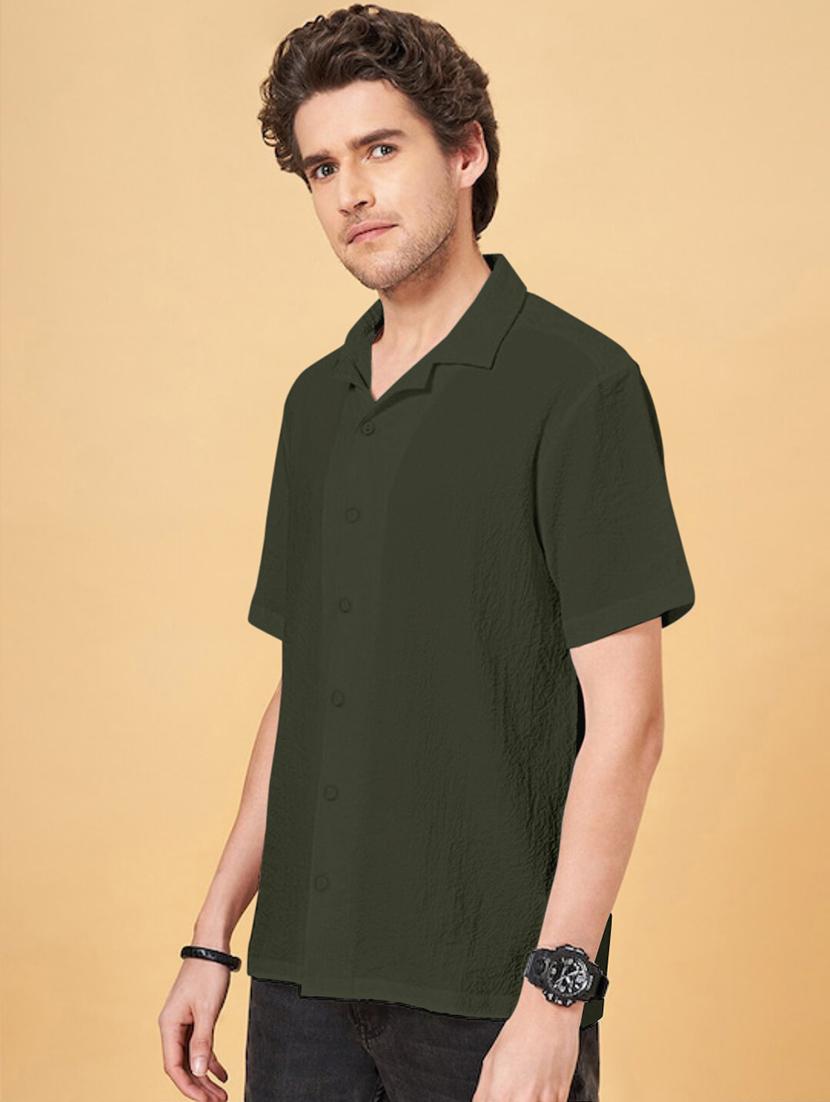 men solid short sleeve regular fit casual shirt - 22029982 - Standard Image - 2