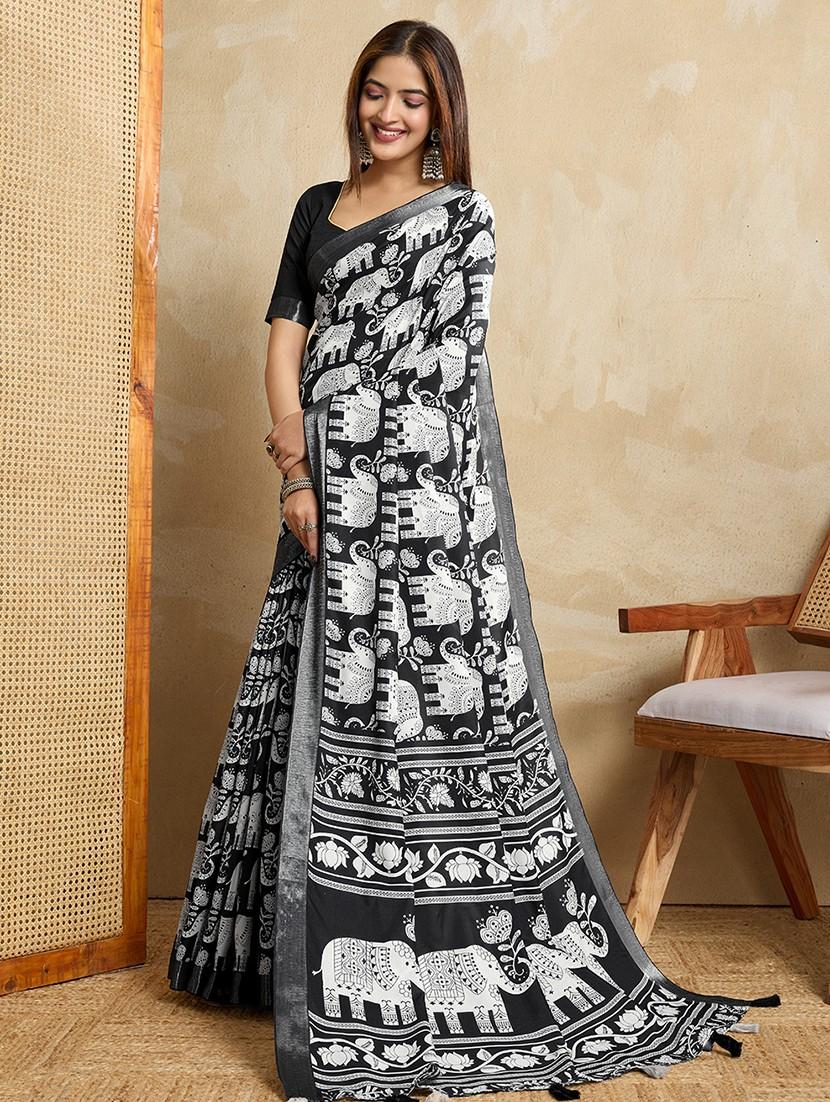 women printed casual wear saree with blouse - 22029998 - Standard Image - 2
