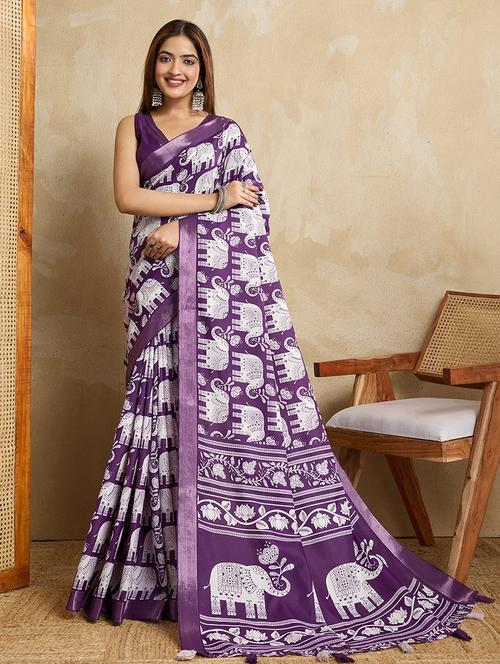women printed casual wear saree with blouse - 22030000 -  Standard Image - 0