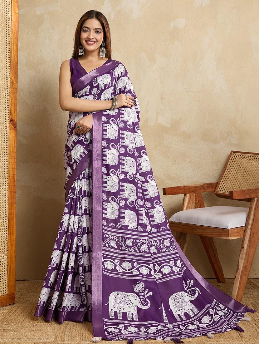women printed casual wear saree with blouse - 22030000 -  Zoom Image - 0