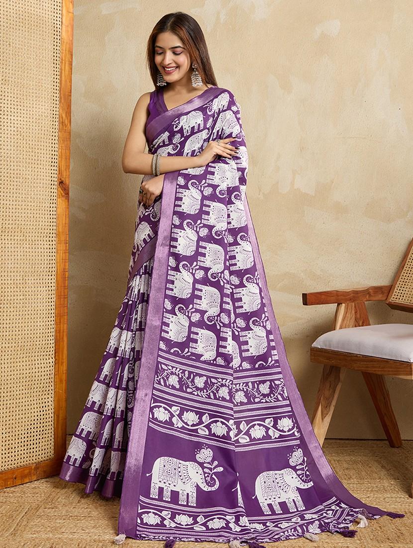 women printed casual wear saree with blouse - 22030000 - Standard Image - 2