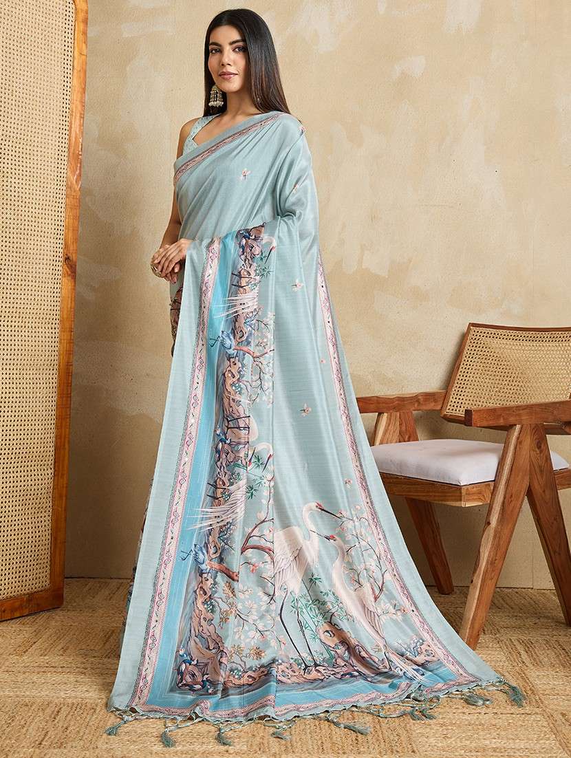 women printed casual wear saree with blouse - 22030006 -  Standard Image - 2