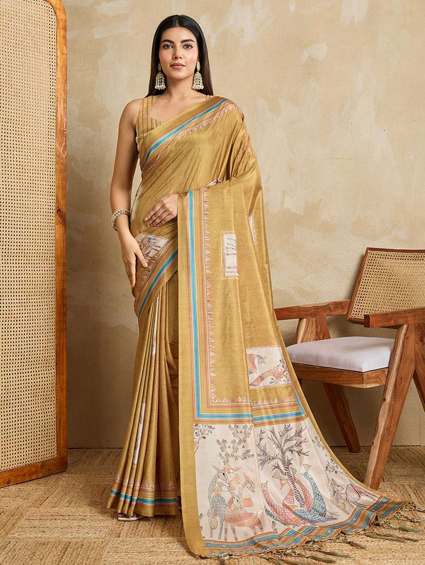 women printed casual wear saree with blouse