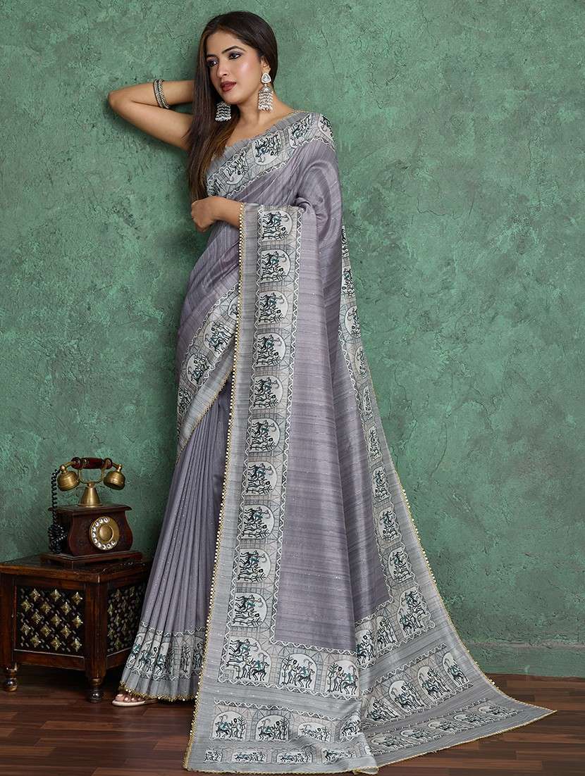 women printed bordered saree with blouse - 22030029 -  Standard Image - 2
