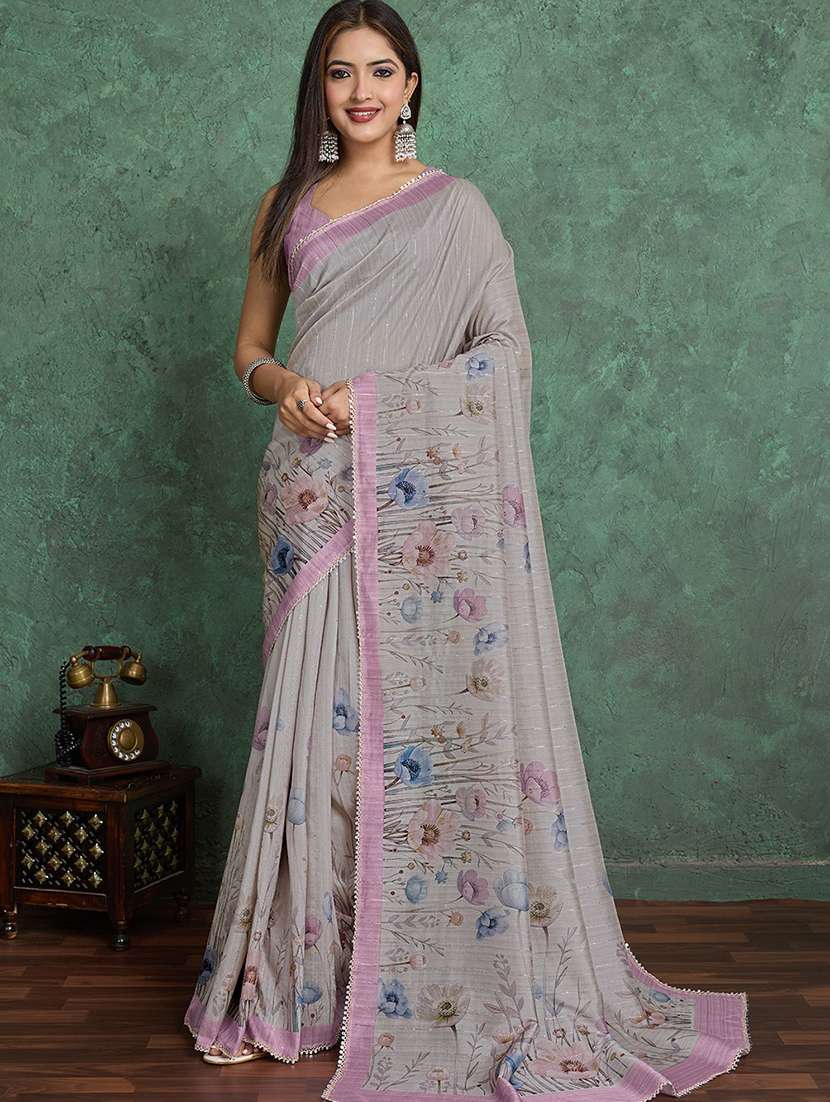 women floral printed saree with blouse