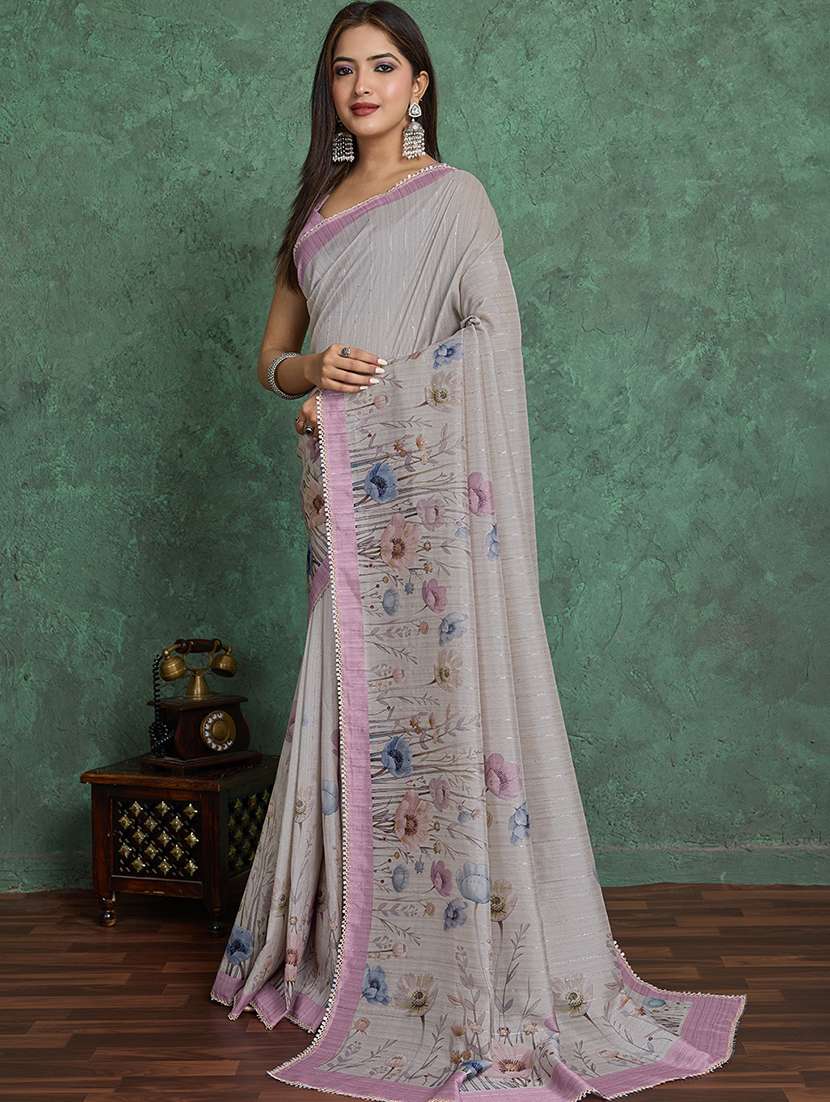 women floral printed saree with blouse - 22030030 -  Standard Image - 2