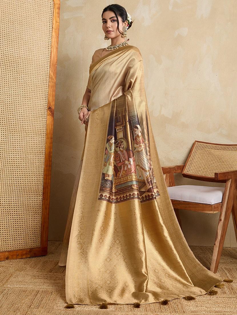 women printed bordered saree with blouse - 22030037 - Standard Image - 2