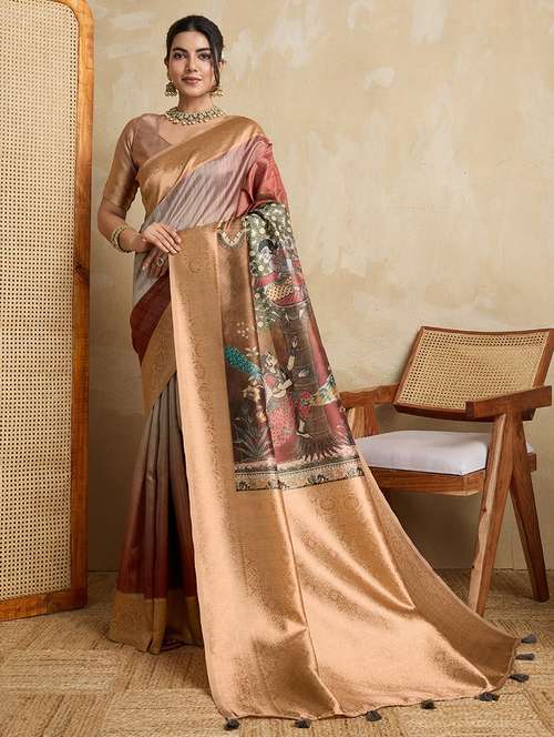 women printed bordered saree with blouse - 22030039 -  Standard Image - 0