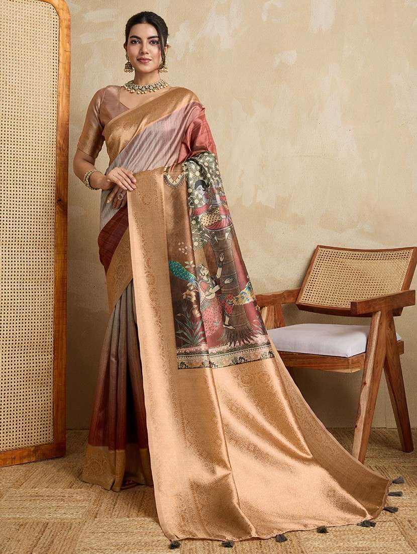 women printed bordered saree with blouse - 22030039 -  Zoom Image - 0