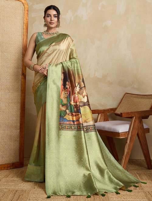 women printed bordered saree with blouse - 22030040 -  Standard Image - 0