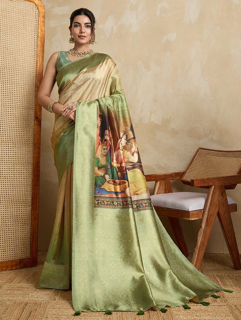 women printed bordered saree with blouse - 22030040 -  Zoom Image - 0