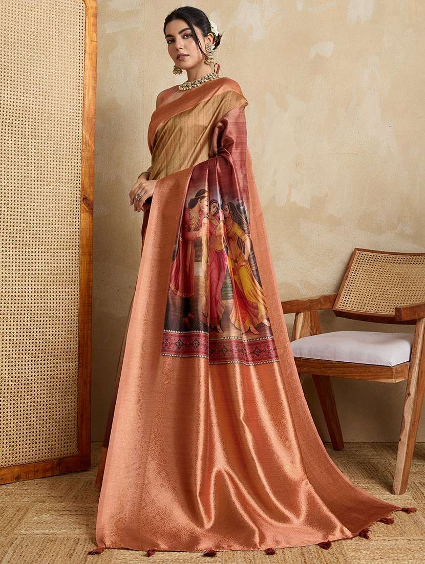 women printed bordered saree with blouse - 22030041 - Standard Image - 2