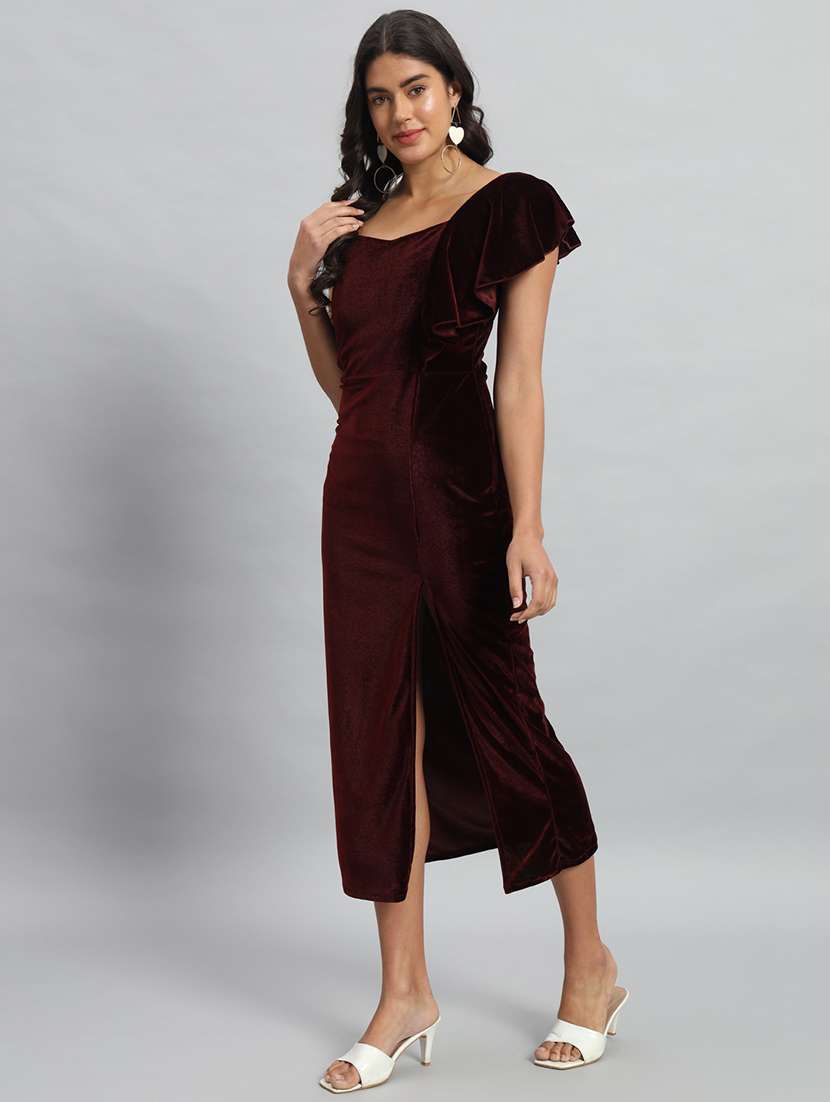 women solid single shoulder velvet bodycon dress - 22030076 - Standard Image - 2
