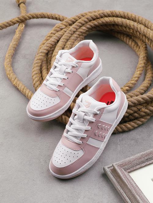 women peach lace-up sneaker - 22030117 - Standard Image - 0