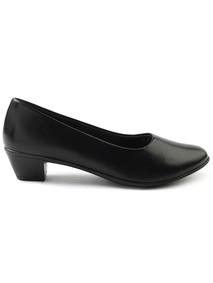 women black solid block heel pump - 22030131 - Standard Image - 2