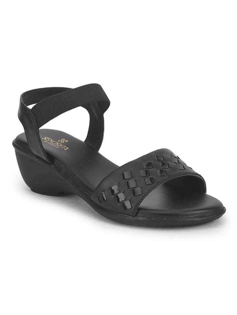 women black solid back strap sandals - 22030159 - Zoom Image - 0