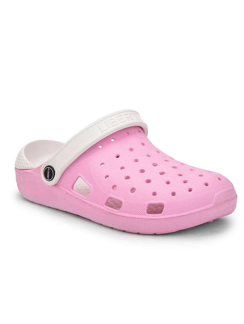 women pink solid slip on clogs - 22030181 -  Standard Image - 2