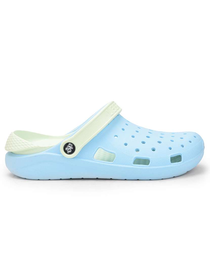 women light blue solid slip on clogs - 22030182 -  Standard Image - 2