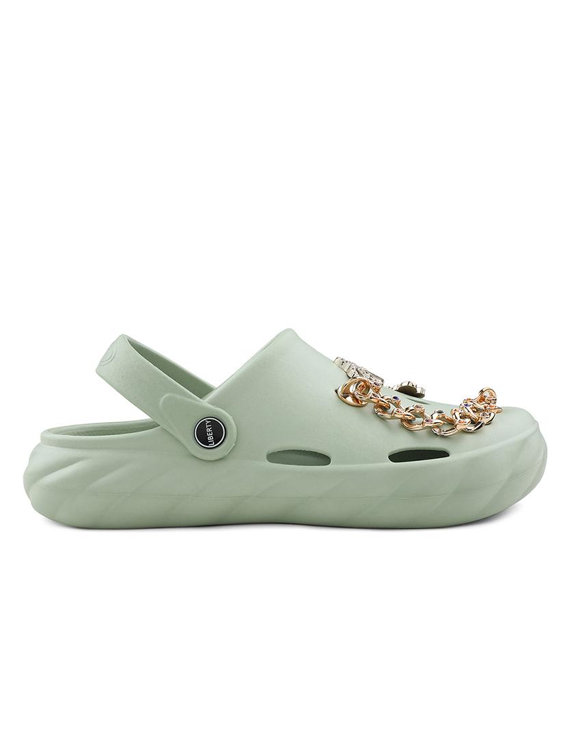 green embellished casual clogs - 22030187 - Standard Image - 2