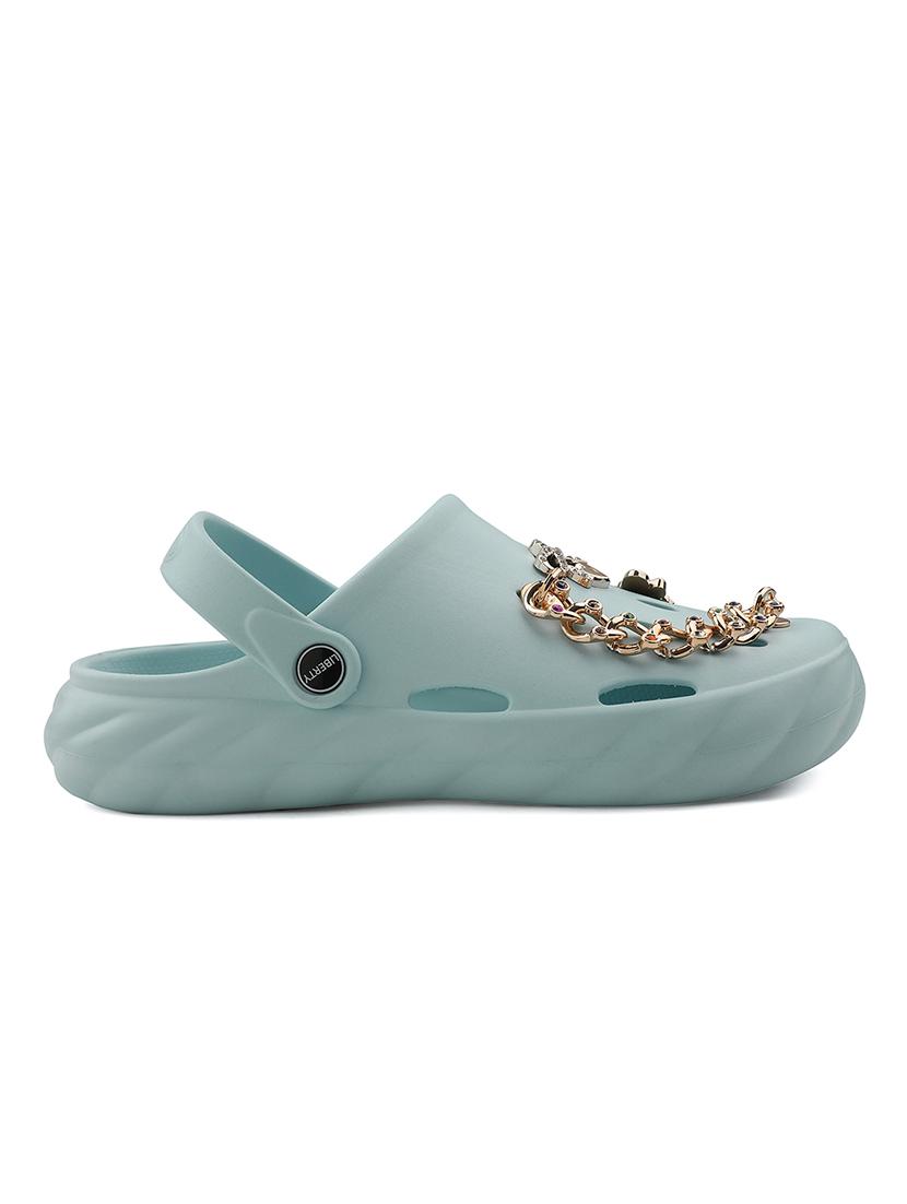 women casual light blue embellished clogs - 22030188 - Standard Image - 2
