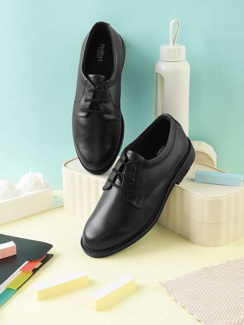 Boys Solid Lace Up Uniform Shoes