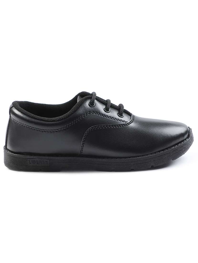 boys solid lace up uniform shoes - 22030401 -  Standard Image - 2