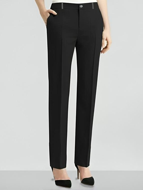 women solid high rise straight trouser - 22030551 - Standard Image - 2
