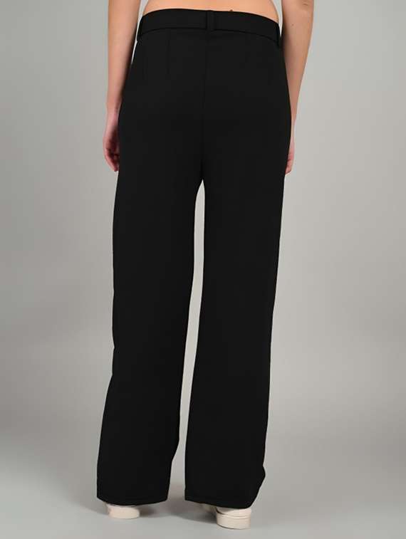 women solid mid rise straight trouser - 22030559 -  Standard Image - 2