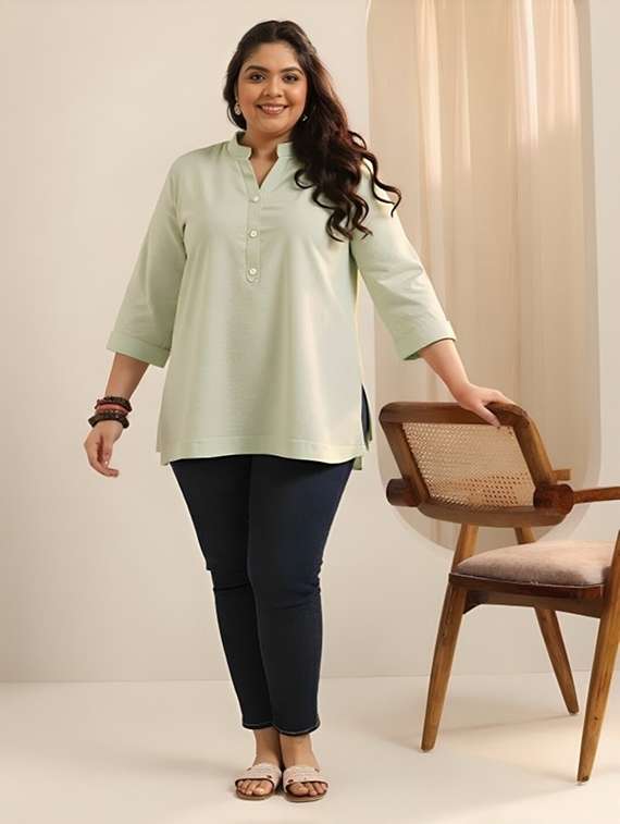 sea green rayon plus tunic - 22030567 - Standard Image - 2