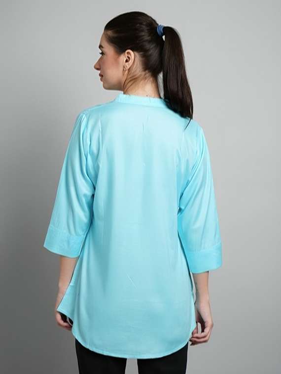 women solid three quarter sleeve tunic - 22030582 - Standard Image - 2
