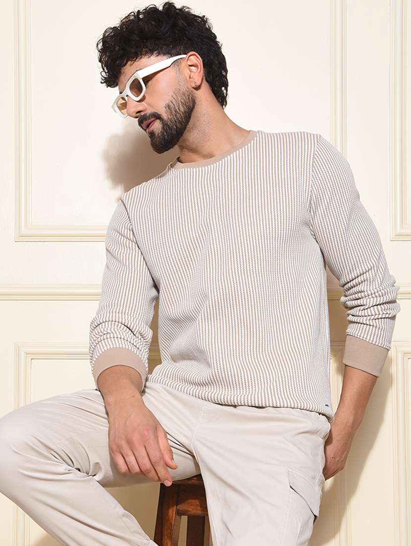 men striped long sleeve sweatshirt