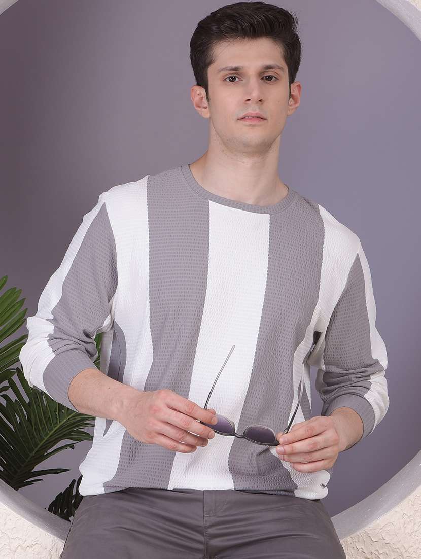men striped long sleeve regular fit sweatshirt - 22030618 -  Zoom Image - 0