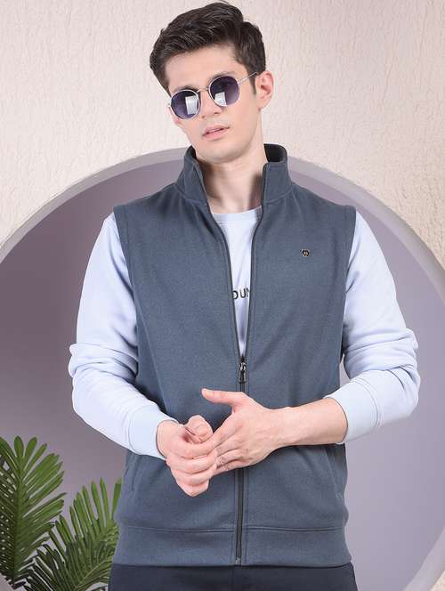 men solid sleeveless regular fit sweatshirt - 22030619 - Standard Image - 0