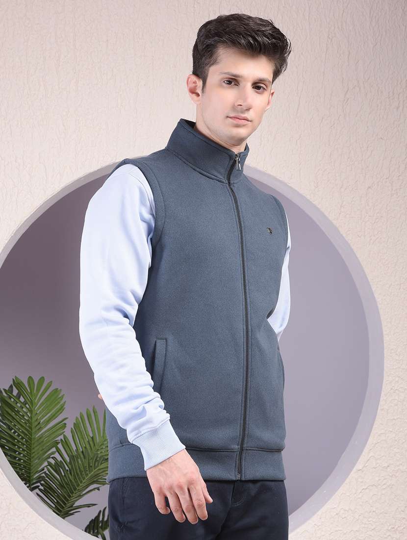 men solid sleeveless regular fit sweatshirt - 22030619 - Standard Image - 2