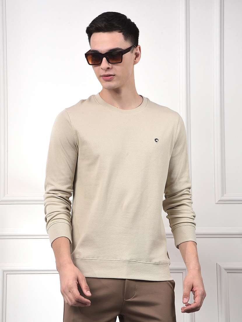 men solid long sleeve regular fit sweatshirt