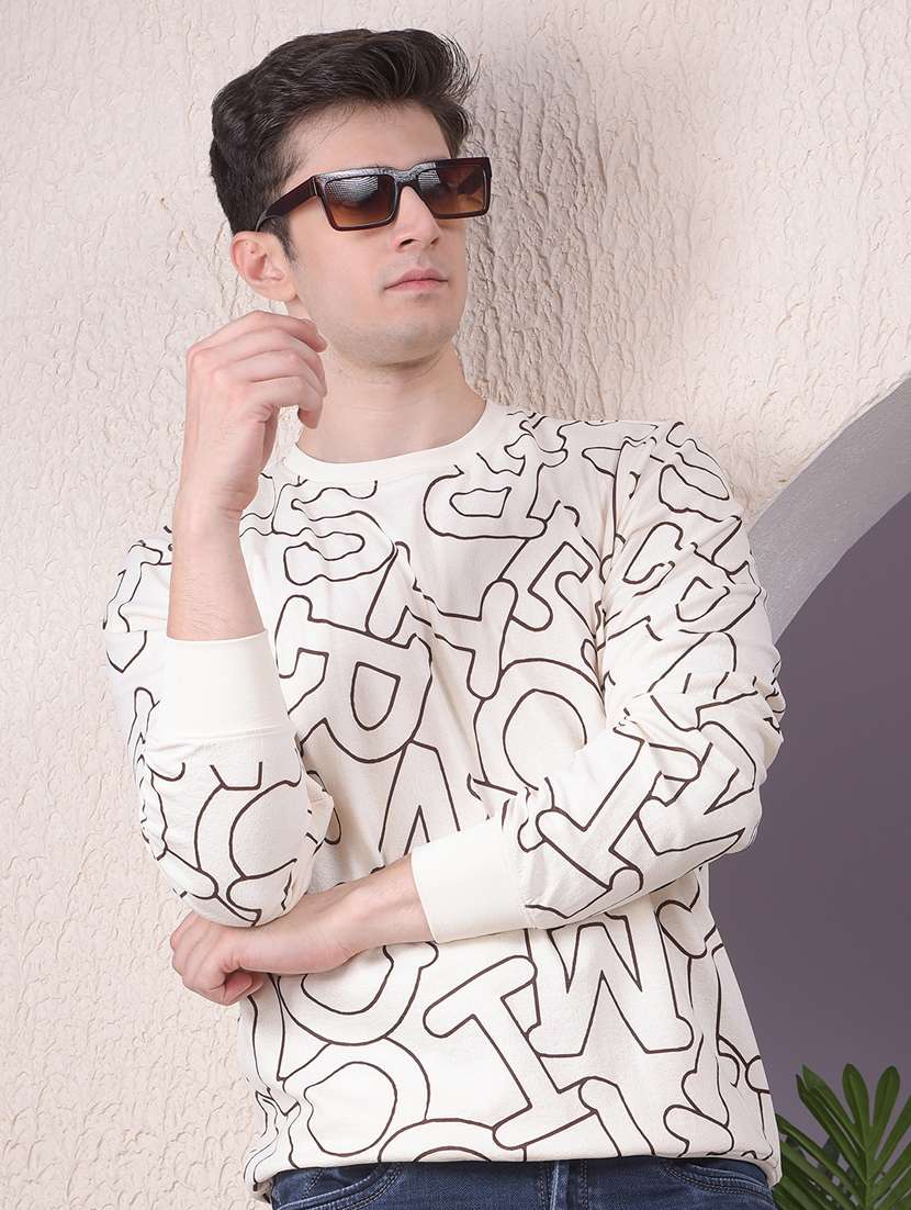 men printed long sleeve regular fit sweatshirt