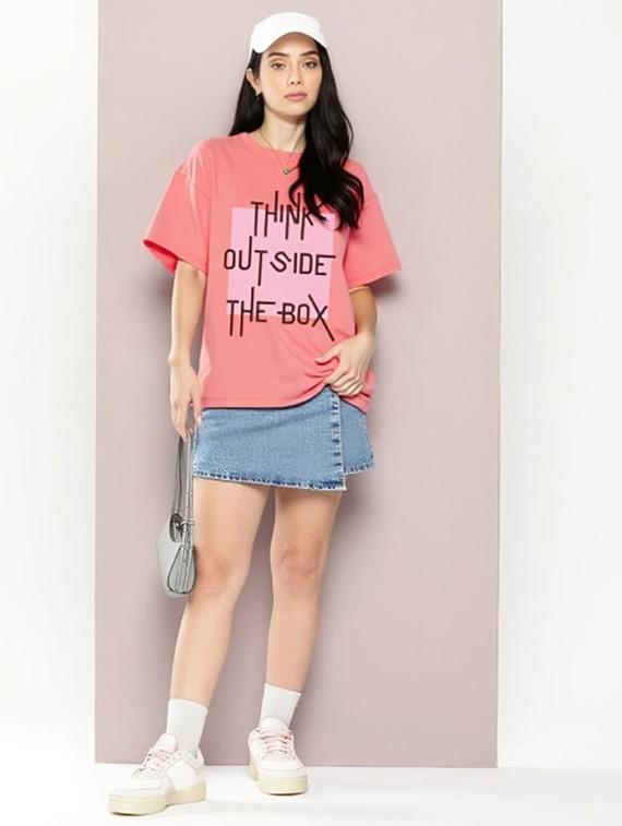 women printed short sleeve oversized t-shirt - 22030660 - Standard Image - 2