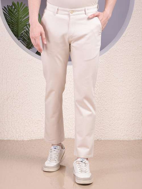 men solid mid rise slim fit chinos  - 22030673 -  Standard Image - 0