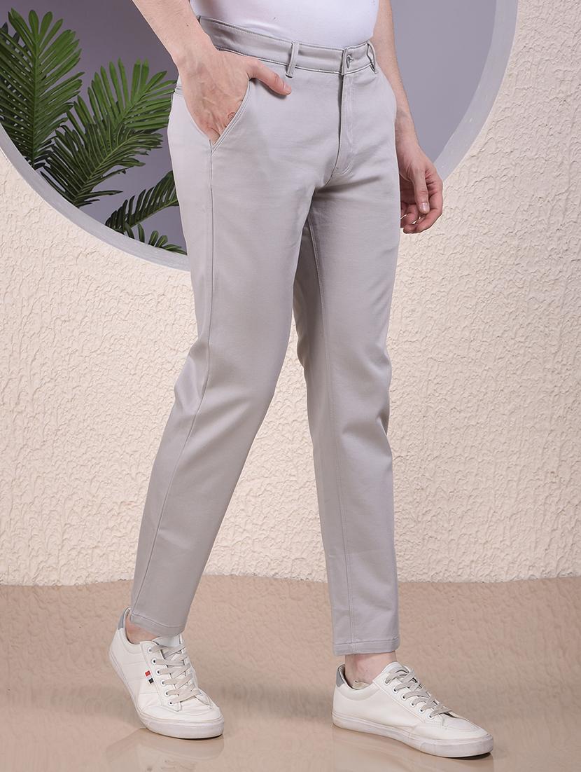 men solid mid rise slim fit chinos - 22030674 - Standard Image - 2