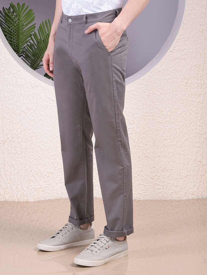 men solid mid rise straight fit chinos - 22030675 - Standard Image - 2