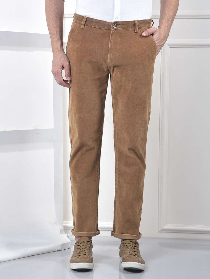 men solid mid rise straight fit chinos 