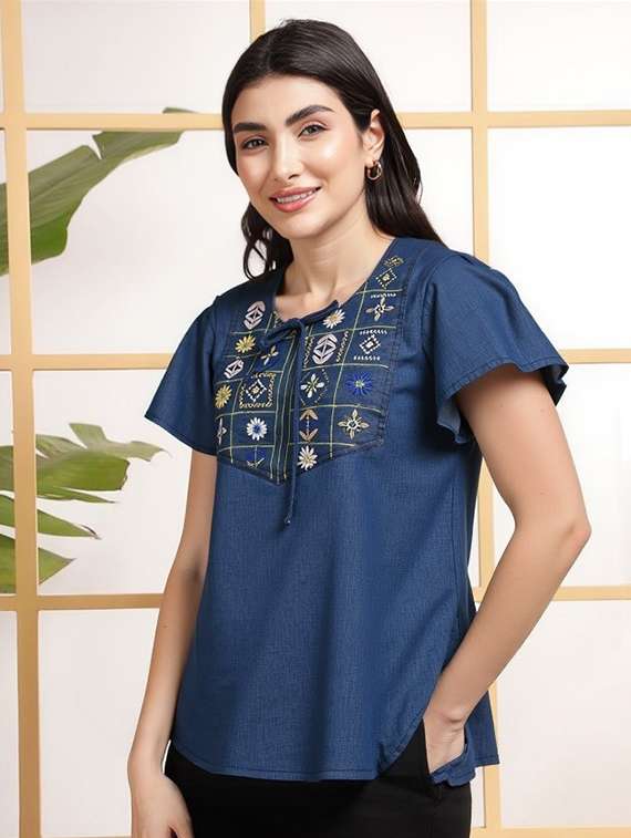 women solid with work tie up neck top