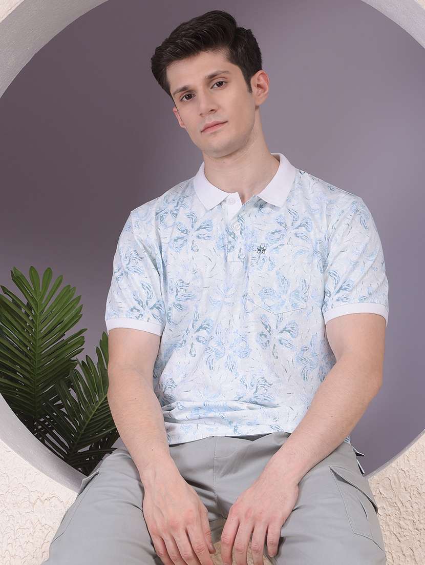 men printed short sleeve regular fit polo t-shirt