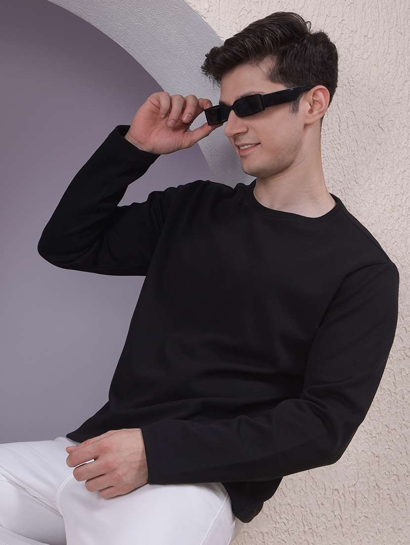 men solid long sleeve regular fit t-shirt