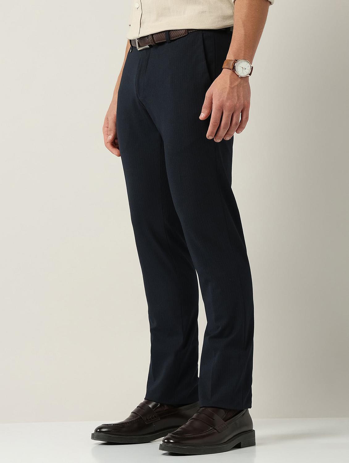 men solid mid rise flat front formal trouser - 22030815 - Standard Image - 2