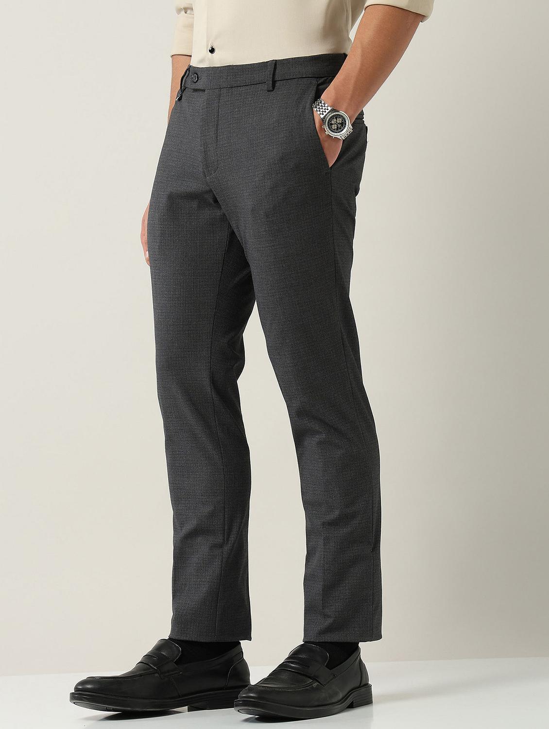 men solid mid rise flat front formal trouser - 22030816 - Standard Image - 2